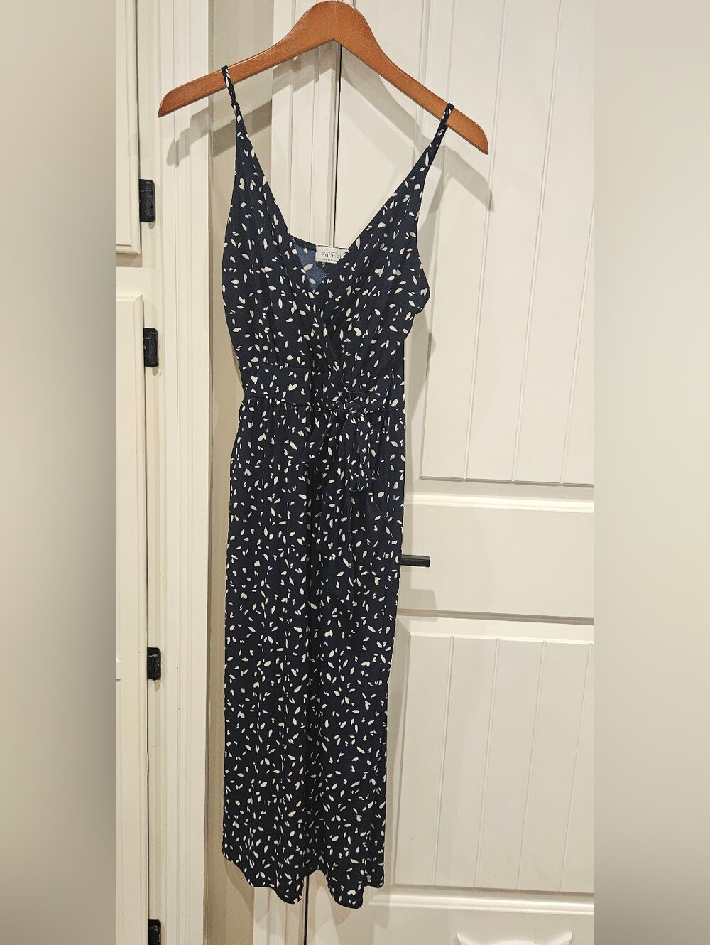 Kaileigh Navy and White Printed Romper